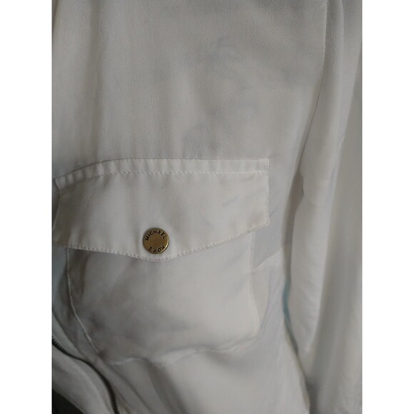 Michael Kors Zip Up Collard White Blouse - Picture 6 of 13